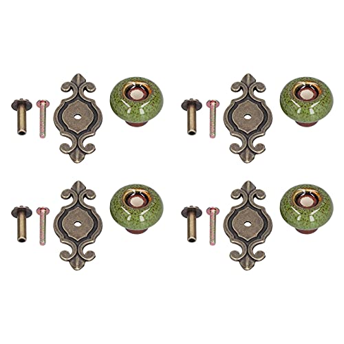 4 Set Zinc Alloy Round Cabinet Knob Drawer Pull Handle Green for Furniture Wardrobe Bathroom Hardware