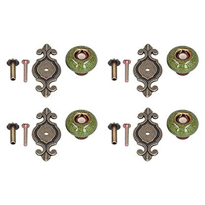 4 Set Zinc Alloy Round Cabinet Knob Drawer Pull Handle Green for Furniture Wardrobe Bathroom Hardware