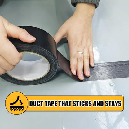 Black Duct Tape Heavy Duty，3 Pack Heavy Duty Waterproof Black Tape,Strong Adhesive Duct Tape for Indoor Outdoor Repairs Tear by Hand, 60 Yards x 2 Inch Total