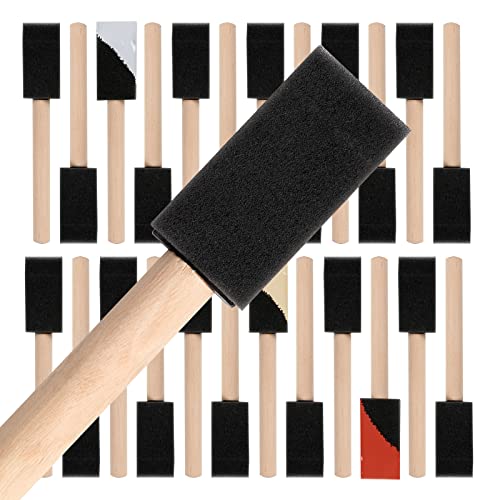 Mister Rui Foam Paint Brush, Mister Rui Poly Foam Paint Brushes 1 Inch 24 Pack, Small Paint Sponge Brushes for Painting and Cleaning - color: Foam Brush Set | Pack of 24