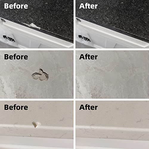 Globalcom Tile and Granite/Marble Repair Kit, Porcelain Stone and Quartz Countertops Repair Kit for Chips Dents Cracks Holes Scratch, Fix Chipped Edges Corners, Reattaches Missing Pieces