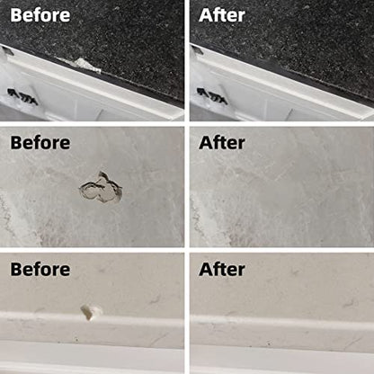 Globalcom Tile and Granite/Marble Repair Kit, Porcelain Stone and Quartz Countertops Repair Kit for Chips Dents Cracks Holes Scratch, Fix Chipped Edges Corners, Reattaches Missing Pieces