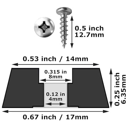 Gluposti 12 Rubber Feet for Cutting Board, Soft Non-Slip Cutting Board Feet with Stainless Screws for Electronics & Furniture, 0.67" W x 0.25" H, Made in USA