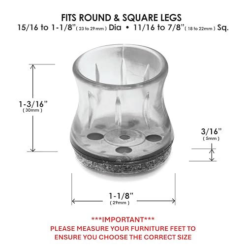 Slipstick GorillaOutdoor Berber Furniture Feet Pads with Clear Sleeve Sock (8 Pack) Outdoor Furniture Sliders for Round & Square Legs, Small - size: Universal Small