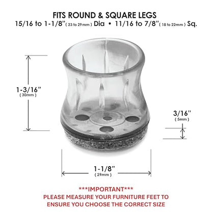 Slipstick GorillaOutdoor Berber Furniture Feet Pads with Clear Sleeve Sock (8 Pack) Outdoor Furniture Sliders for Round & Square Legs, Small - size: Universal Small