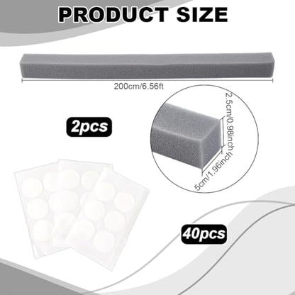 WADORN 2Pcs Air Conditioner Foam Tape, 2 x 1 inch x 6.5 Ft Weather Stripping Foam with Glue Point High Resilience Rectangle Gray Insulation Strips for Air Conditioner Automotive Door Window Seal
