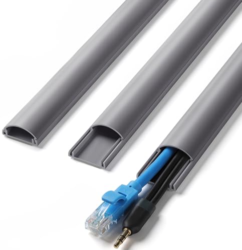 ZhiYo Cord Covers for Wires on Wall, 85in(6 x L14.2in) Cable Hider for Hiding 1-2 Cables, PVC Wire Covers for Cords on Wall Mount TV in Home or Office, Grey W1in x H0.41in - color: Grey, size: 1in W X 0.4in H X 85in L