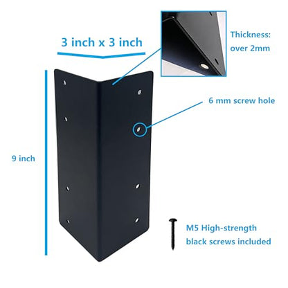 Hi Flame Garden Raised Bed Corner Brackets with Screws for Furniture Flower Vegetable Planter (9" Black, Set of 4)
