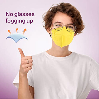 Miuphro KN95 Face Mask, 5-Layer Design Cup Dust Safety KN95 Masks 25 Pack, Yellow - color: Yellow