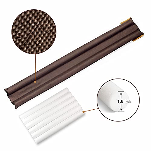 Waterproof Twin Door Draft Stopper Adjustable Size 30" to 36" Weather Stripping Noise Blocker Window Breeze Blocker - color: Coffee, size: 1.6 inch