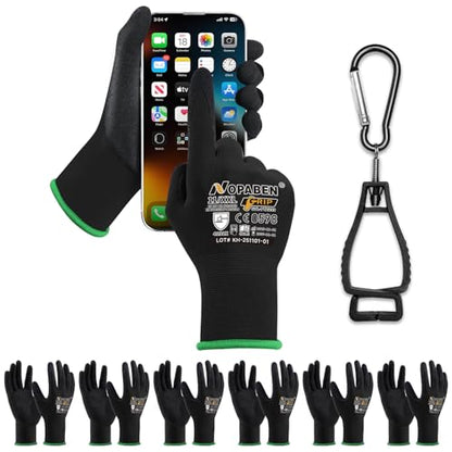 Safety Work Gloves - 7 Pairs, Seamless Knit Glove with MicroFoam Nitrile Coated Smooth Grip on Palm & Fingers for Men and Women, Ideal for General Duty Work(XXL,Black) - size: XX-Large, style: 7 Pairs,black