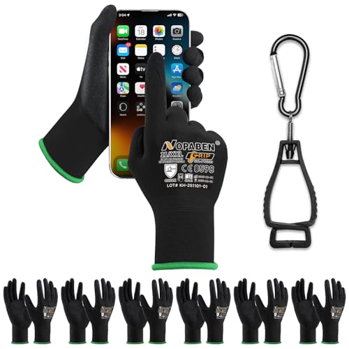 Safety Work Gloves - 7 Pairs, Seamless Knit Glove with MicroFoam Nitrile Coated Smooth Grip on Palm & Fingers for Men and Women, Ideal for General Duty Work(XXL,Black) - size: XX-Large, style: 7 Pairs,black