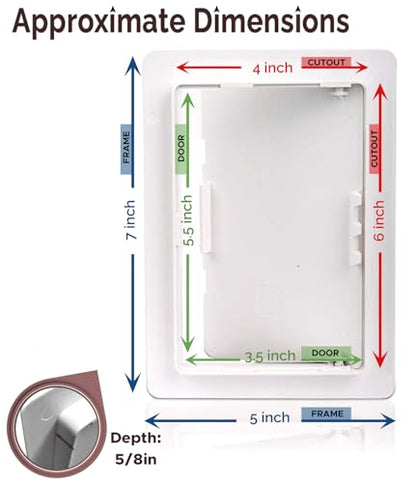 Morvat Access Panel 4x6 Inch for Drywall & Ceiling with Door, Heavy-Duty Durable ABS Plastic & Easy Install Access Box, Wall Hole Cover Plate for Plumbing & Electrical Cables & Wiring, White - size: 4x6