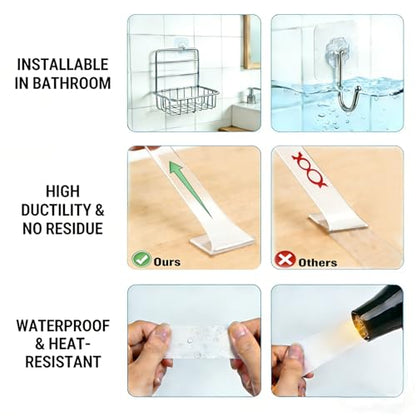Double Sided Tape Heavy Duty Removable Clear: 3 Rolls Extra Strong Nano Tape Double Sided Adhesive Strips, Clear Mounting Tape Removable Two Sided Adhesive Tape for Walls/Posters/Rug/Picture Hanging