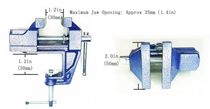 MYTEC Mini Table Clamp, 2.0" blue, Small Bench Vice, Upgraded cast steel manufacturing Jewelers Hobby Clamps Craft Repair Tool Portable Work Bench Vise - style: Mini 2.0" blue