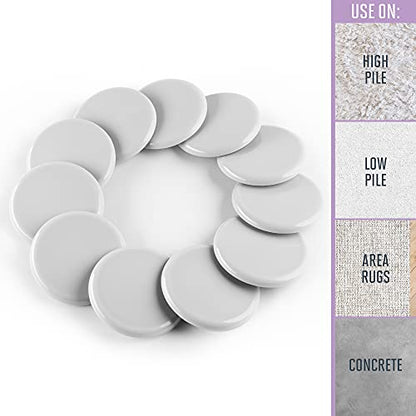 Super Sliders 3 1/2" Round Reusable Furniture Sliders for Carpet Easily Move Medium to Large Sized Items Across Carpet, 4 Pack Gray - color: Grey, size: 4 Count (Pack of 1)