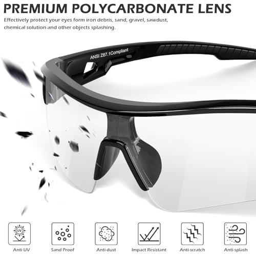 OXG 6 Pack Safety Glasses for Men Women, ANSI Z87.1 Work Glasses Anti Scratch Protective Eyewear with UV400 Protection - color: Clear