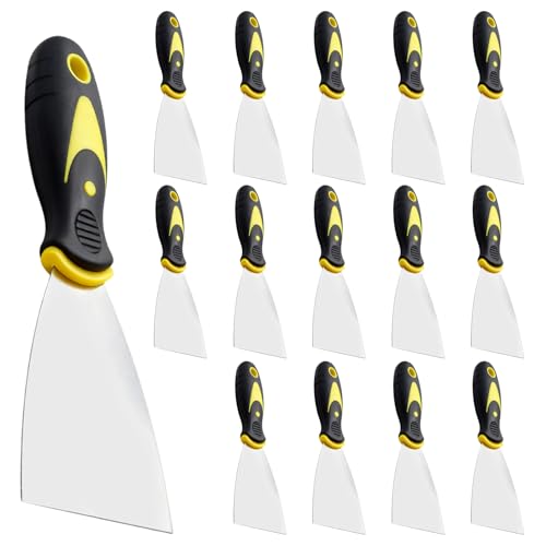 15 Pack 3 Inch Putty Knives Set, Heavy Duty Stainless Steel Scraper for Drywall Repair, Plaster Scraping, Wallpaper Removal