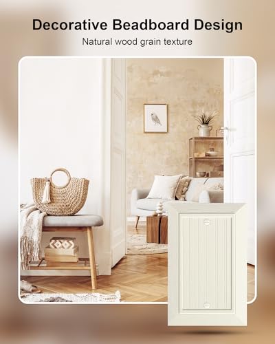 2-Pack Classic Beadboard Single Blank Wall Plate, Unbreakable Polycarbonate Wall Plate Cover, Light Almond 1 Gang Wall Plate for Unused Outlets/Switches - color: Light Almond, size: 1 Blank 2PK