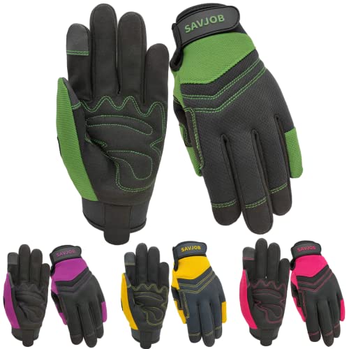 Safety Work Gloves for Men&Women,Utility Working Gloves,Mechanic Gloves,Yard Work Gloves,Performance Fit,Touchscreen - color: Green, size: Large