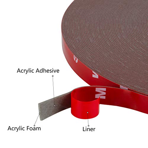 CloudBuyer Double Sided Tape,Mounting Adhesive Tape Heavy Duty,Waterproof Foam Tape, LED Strip Lights, Home Decor, Office Decor (0.47In x 108 Ft, Black) - size: 0.47In x 108 Ft