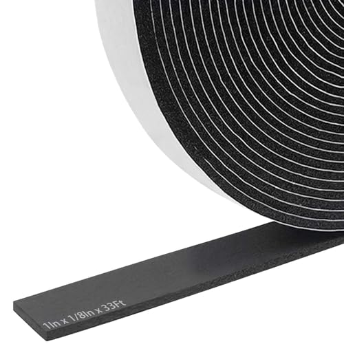 Storystore Weather Stripping Door Seal Strip, 1In x 1/8In x 33FT Self Adhesive Foam Tape for Door Window Insulation Soundproofing Weatherstrip, High Density Foam Seal for Doors Windows Furniture - size: 1In x 1/8In x 33Ft