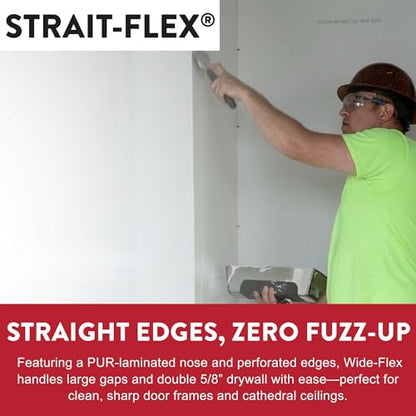 Drywall Tape – Wide-Flex Drywall Repair – Adjustable Mud-On Tape for Inside, Outside & Off-Angle Corners – Pre-Finished 4” Tape for Smooth, Easy Finishing – 100 ft Roll