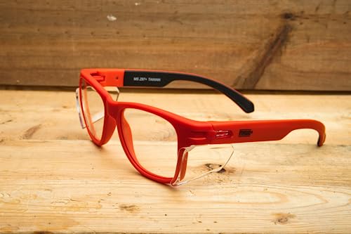 MAGID Y50 Safety Glasses for Construction | Red Frame — 2 Pairs, Clear Lens | Side Shields, ANSI Z87.1+, Anti-Fog, Scratch-Resistant, 99.9% UV Protection, Polycarbonate Lens - color: Clear Lens | Red Frame, size: 2 Pairs