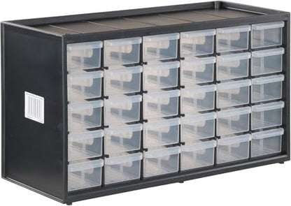 CRAFTSMAN Storage Organizer, 30 Small Drawer Modular Storage System, Easily Stackable, Plastic, Black, White (CMST40730) - size: 30, style: 30 Bins