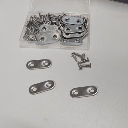 20 Pack Straight Brace, Flat Straight Bracket with Screws,Stainless Straight Flat Brace, Repair Bracket, Flat Plate Straight Bracket, Stainless Steel Straight Bracket (Silver) - color: Silver