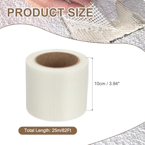 PATIKIL Drywall Repair Mesh Tape, 4 inch x 82 ft Fiberglass Repair Patch Self-Adhesive Dry Wall Joint Tape 9 Mesh Wall Hole Crack and Seam Patch, White - size: 4 Inch X 82 Feet