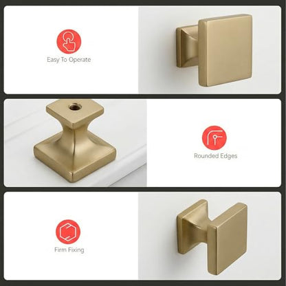 homdiy 10 Pack Champagne Bronze Cabinet Knobs Square DresserDrawer Knobs Brushed Bronze Bathroom Pulls Kitchen Cabinet Hardware - color: Champagne Bronze