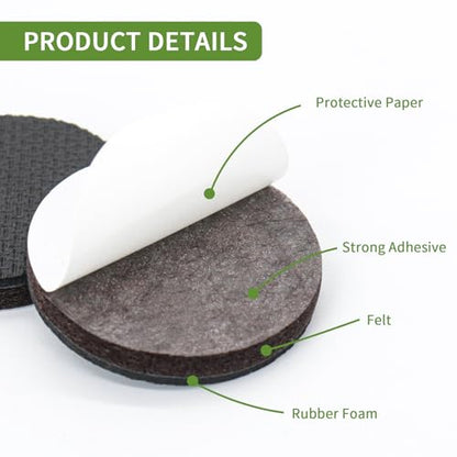 Non Slip Furniture Pads 32 PCS 2'' Round - Anti Slip Furniture Pads - Self Adhesive Rubber Feet Furniture Feet - Chair Leg Floor Protectors - Keep Furniture in Place - size: Round 2 inch 32PACK