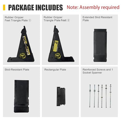 Ladder Leveler, Pitch Hopper, Ladder Stabilizer with Storage, Ladder Levelers for Stairs and Extension Ladders, Easy to Use, Conquer Uneven Ground (Regular Black) - color: Regular Black