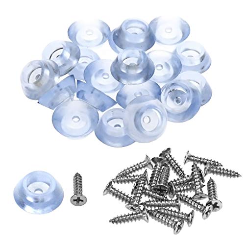 Screw on Feet Pads Clear Round Shape Non-Slip Furniture Floor Pads -Pack of 20 - color: Clear Round a