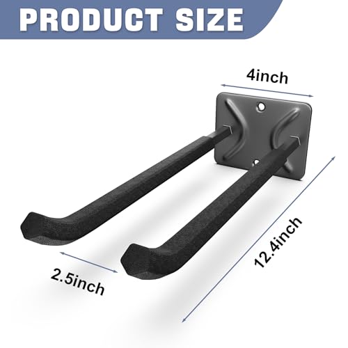 WALMANN Wall Mounted Garage Hooks, Heavy Duty 12-inch Tool Hooks for Hanging, Tool Hangers for Car Tires, Ladders, Folding Chairs, Strollers, Garden Tools (Pack of 4) - style: Pack of 4