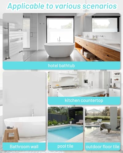 Tile Paint, 35oz Tub and Tile Paint Refinishing Kit with Tools and Hardener, Easy to Use for Countertop Bathroom Bathtub Kitchen Sink, Semi-Gloss White, Low Odor，50-55sq.ft - size: 35 Fl Oz (Pack of 1)