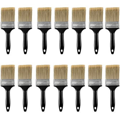 14 Ea 3 Inch Paint Brushes, Home Wall Trim House Paintbrush Bulk with Treated Plastic Handle, Cheap Paint Brushes for Wall Decor - size: 3 inches