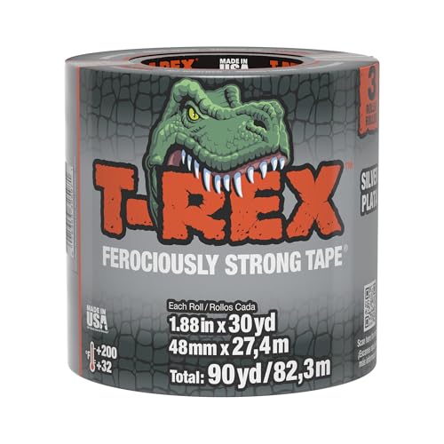 T-REX Tape Heavy Duty Duct Tape with UV Resistant & Waterproof Backing for Ferociously Strong Repairs, 1.88" x 30 yd, Gunmetal Gray, 3 Rolls - color: Gunmetal Gray, size: 3-Roll, 30 Yds x 1.88"