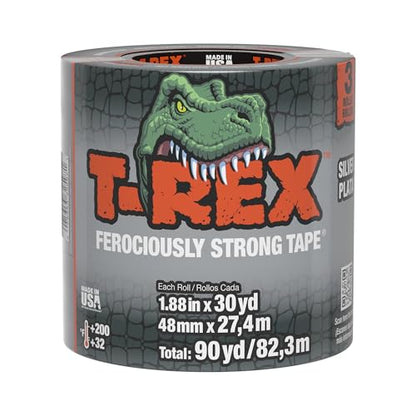 T-REX Tape Heavy Duty Duct Tape with UV Resistant & Waterproof Backing for Ferociously Strong Repairs, 1.88" x 30 yd, Gunmetal Gray, 3 Rolls - color: Gunmetal Gray, size: 3-Roll, 30 Yds x 1.88"