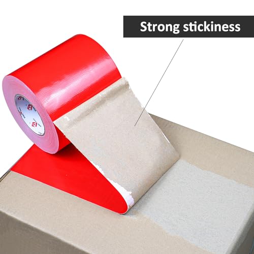 BOMEI PACK 6" Red Duct Tape,Wide Roll,6 Inches x 60 Yards,9 Mil Thick Heavy Duty,Waterproof,Flexible,No Residue and Tear by Hand,Multi-Use for Indoor & Outdoor Repairs - color: Red