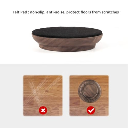 Upright Piano Caster Cups,Premium Quality Black Walnut Wood Piano Caster Pads, Furniture Leg Pad Set of 4,with Non-Slip Moisture-Proof& Anti-Noise Felt Pads for Hardwood Floor Protectors(Black Walnut) - color: Black Walnut