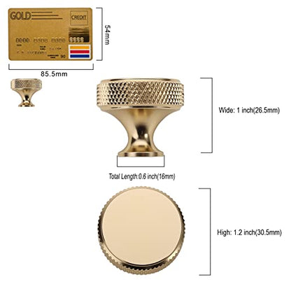 Amerdeco 10 Pack Gold Knurled Cabinet Knobs Kitchen Cabinet Handles for Drawer Dresser, Cupboard and Wardrobe ZH0036 - color: Gold