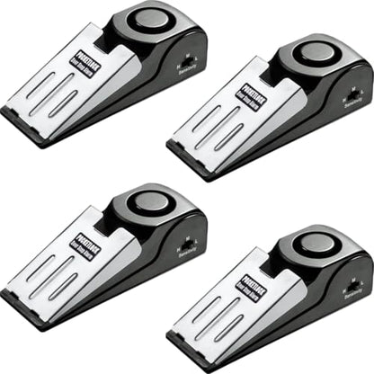 Door Stop Alarm with 120 dB Siren – Portable Travel Door Stopper Alarm Wedge for Hotel, Apartment & Dorm Security – Battery-Operated, Black, 4-Pack - size: 4 Pack
