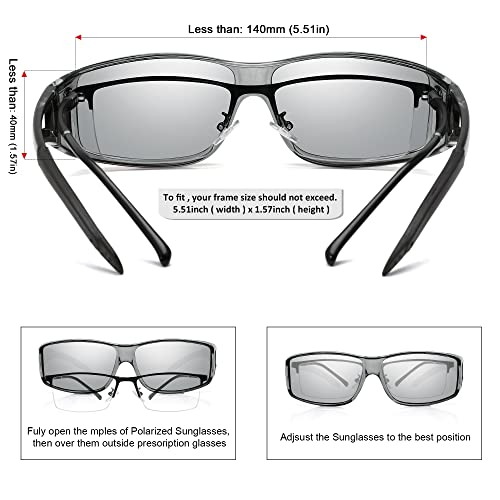 MEETSUN Fit Over Glasses Sunglasses for Men Women,Wrap Around Sunglasses Polarized UV400 Protection - color: (Z1)clear Gray Frame-silver Mirror Lens