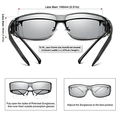 MEETSUN Fit Over Glasses Sunglasses for Men Women,Wrap Around Sunglasses Polarized UV400 Protection - color: (Z1)clear Gray Frame-silver Mirror Lens