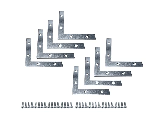 QCAA Heavy Duty Flat Corner Irons Joining Bracket for Wood Table, Chairs, Zinc Plated , 4"x4"x3/4" x1.8mm, Made in Taiwan, 8 Pack - color: Zinc(4"), size: 8 Pack