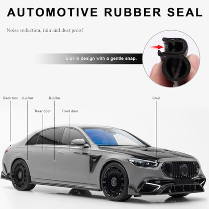 4PCS Car Door Edge Guards, Rubber Sealing Sealed Strip Auto Door Buffer Protector with Side Bulb, Automotive Weather Stripping Edge Trim Seal Strips for Car Truck Boat Camper