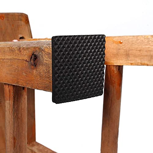 Non-Slip Rubber Furniture Pads, 12Pcs Wood Floor Protector Pad Table Chair Leg Floor Protectors Square Rubber Feet Self-Adhesive Protector Set(Black)