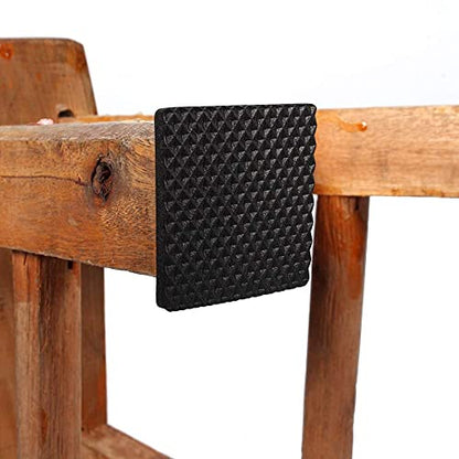 Non-Slip Rubber Furniture Pads, 12Pcs Wood Floor Protector Pad Table Chair Leg Floor Protectors Square Rubber Feet Self-Adhesive Protector Set(Black)